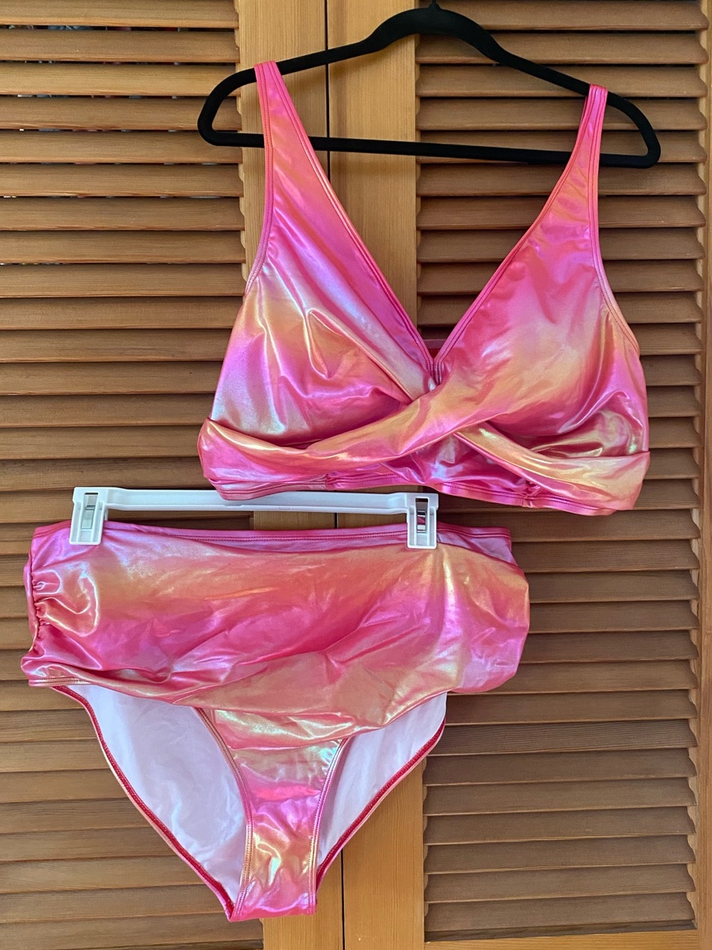 Shimmer Pink Twist-Front Bikini Set - Women Swim